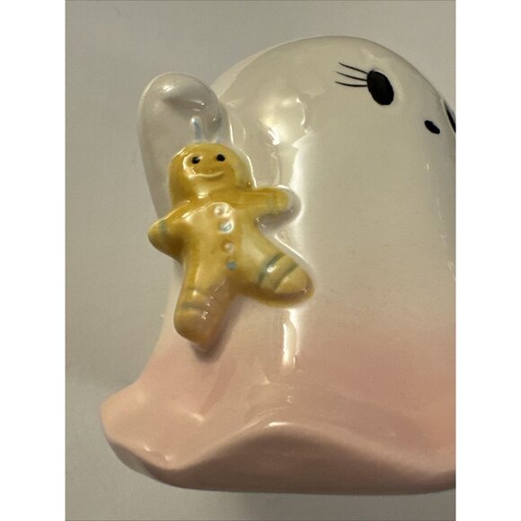 New Holiday Bakery Mug Ghost With Gingerbread Man Pink Border D37 - Picture 2 of 5